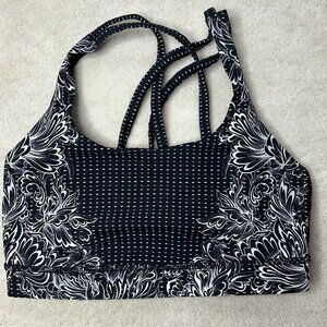 Lululemon Energy Sports Bra Alpine White Black Floral Size 4